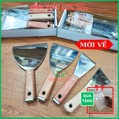 Cây Sủi Cạo Sơn Tường Inox 201 Cán Gỗ Cao Cấp Minh Phát 12.7cm Dày 1.2mm, Sủi Tường Inox 201 Dày 1.2mm