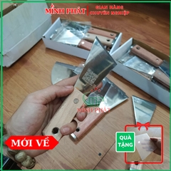 Cây Sủi Cạo Sơn Tường Inox 201 Cán Gỗ Cao Cấp Minh Phát 6,5cm Dày 1.2mm, Sủi Tường Inox 201 Dày 1.2mm
