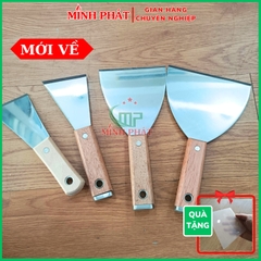 Cây Sủi Cạo Sơn Tường Inox 201 Cán Gỗ Cao Cấp Minh Phát 12.7cm Dày 1.2mm, Sủi Tường Inox 201 Dày 1.2mm