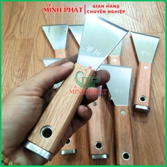 Cây Sủi Cạo Sơn Tường Inox 201 Cán Gỗ Cao Cấp Minh Phát 6,5cm Dày 1.2mm, Sủi Tường Inox 201 Dày 1.2mm