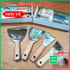 Cây Sủi Cạo Sơn Tường Inox 201 Cán Gỗ Cao Cấp Minh Phát 6,5cm Dày 1.2mm, Sủi Tường Inox 201 Dày 1.2mm