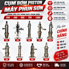 🔧 Cụm Bơm Piston Máy Phun Sơn Minh Phát 395 490 595 795 1095 – Thép Không Gỉ, Chịu Áp Cao, Dễ Thay Thế