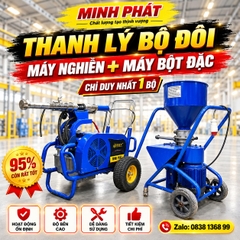 Thanh Lý Bộ Đôi Máy Nghiền + Máy Phun Bột Trét Đặc 95% Minh Phát