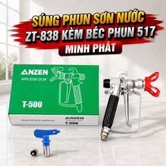 Súng Phun Sơn Nước Minh Phát Tay Cầm Đen ZT-838, Súng Phun Sơn Nước Không Khí Kèm Béc Phun 517