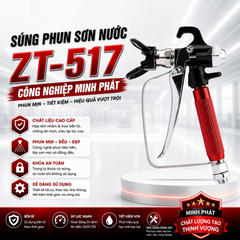 Súng Phun Sơn Nước Minh Phát Tay Cầm Đỏ, Súng Phun Sơn Nước Không Khí Kèm Béc Phun 517
