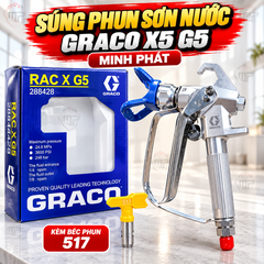 Súng Phun Sơn Nước Minh Phát Graco X5 G5, Súng Phun Sơn Nước Không Khí Kèm Béc Phun 517