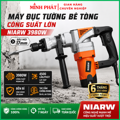 Máy Đục Tường Bê Tông Công Suất Lớn Niarw 3980w Đầu Mũi 17mm Minh Phát