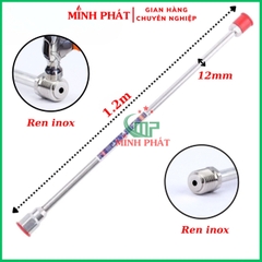 Cần Nối Dài Phun Sơn Công Nghiệp 1 Mét Dày 12mm 16mm Minh Phát, Cần Nối 1m  Đầu Inox Chống Va Đập