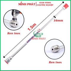 Cần Nối Dài Phun Sơn Công Nghiệp 1 Mét Dày 12mm 16mm Minh Phát, Cần Nối 1m  Đầu Inox Chống Va Đập