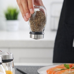 Bộ 6 Hũ Đựng Gia Vị Thủy Tinh Kèm Giá Xoay 360 Độ