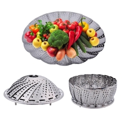Rổ hấp inox gấp gọn có lỗ ráo nước