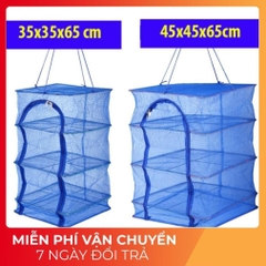 Lồng lưới phơi khô thực phẩm phơi cá chống côn trùng treo 4 tầng để phơi cá khô có thể xếp gọn