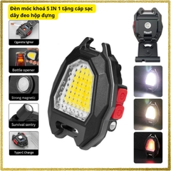 Đèn Móc Khoá 5 In 1 Sử Dụng Cáp Sạc Có 3 Chế Độ Chiếu Ánh Sáng Trắng, Vàng, Đỏ, Nhấp Nháy