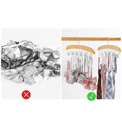 Móc Gỗ Có 8 Móc Treo Cà Vạt, Thắt Lưng, Áo Dây, Khăn Quàng