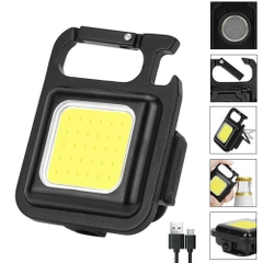 Đèn Pin Led Mini Siêu Sáng COB Có Móc Khóa Dùng Mở Nắp Chai Chế Độ Nhấp Nháy Có Sạc Usb