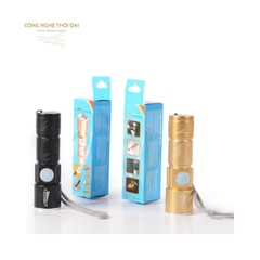 Đèn Pin Mini Zoom Chiếu Xa 200 m Sạc USB