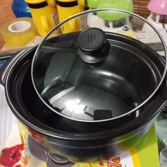 Nồi Đất Có Nắp Kính Dùng Kho Cá, Thịt, Nấu Mì Cay Size 1 L, 2 L