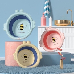 Chậu rửa mặt gấp gọn silicon an toàn hình con ong tiết kiệm không gian, thau xếp gọn tiện lợi rửa tay lau mặt cho bé ong