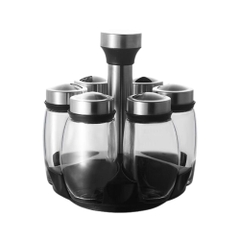 Bộ 6 Hũ Đựng Gia Vị Thủy Tinh Kèm Giá Xoay 360 Độ