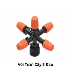 Vòi Tưới Cây 5 Đầu Gắn Trực Tiếp Kích Thước Phi 21