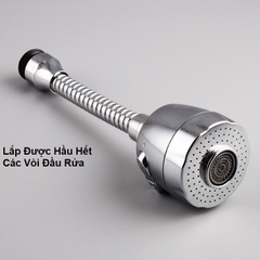 Đầu vòi tăng áp rửa bát, Vòi tăng áp bồn rửa bát xoay linh hoạt 360 tiện lợi với 2 chế độ nước có dây