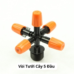 Vòi Tưới Cây 5 Đầu Gắn Trực Tiếp Kích Thước Phi 21