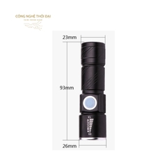 Đèn Pin Mini Zoom Chiếu Xa 200 m Sạc USB