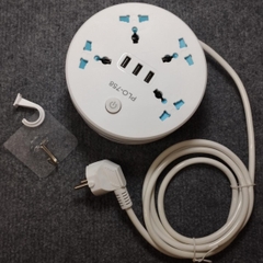 Ổ Cắm Điện Đa Năng Chống Giật Có 3 Lỗ USB Sạc Được Điện Thoại Dây Dài 2M