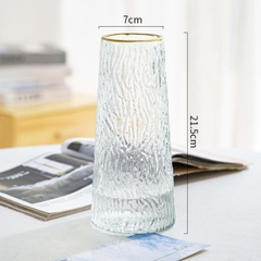 Bình Bông Lọ Cắm Hoa Thuỷ Tinh Viền Vàng Sang Trọng Trang Trí Để Bàn