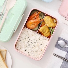 Hộp Đựng Cơm Văn Phòng Lúa Mạch 3 Ngăn,giữ nhiệt, Tặng kèm Đũa Và Muỗng