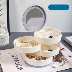 Hộp Đựng Trang Sức Tròn Có Gương 4 Tầng Xoay 360 Độ