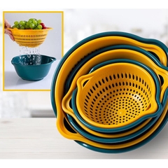 Bộ Thau Rổ 6 Món Nhựa Nhà Bếp Đựng Rửa Rau Củ Quả Hình Chữ Nhật Hình Tròn