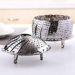Rổ hấp inox gấp gọn có lỗ ráo nước