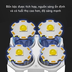 Đèn Pin Cầm Tay 4 Bóng Siêu Sáng Siêu Chiếu Xa, Nhiều Chế Độ, Có Đèn Led Hông