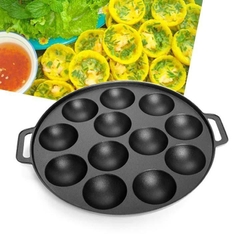 Khuôn đổ bánh khọt bánh căn 12 lỗ chống dính kèm nắp đậy