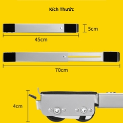 Bộ 2 Thanh Chân Đế Máy Giặt, Tủ Lạnh Có Bánh Xe Di Chuyển Chịu Tải 200 Kg Có Thể Điều Chỉnh Được Kích Thước Đến 70 Cm