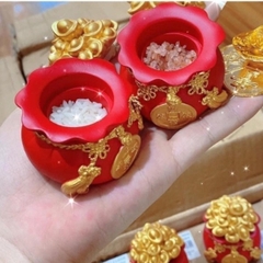 Hũ Đựng Muối Gạo Tài Lộc Đầu Năm Mới, Túi Thần Tài May Mắn Trang Trí Ban Thờ, Bàn Làm Việc Kích thước: 5.5*6*5.5cm