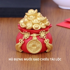 Hũ Đựng Muối Gạo Tài Lộc Đầu Năm Mới, Túi Thần Tài May Mắn Trang Trí Ban Thờ, Bàn Làm Việc Kích thước: 5.5*6*5.5cm