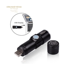 Đèn Pin Mini Zoom Chiếu Xa 200 m Sạc USB