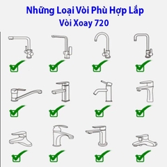 Đầu nối vòi nước thông minh xoay 720 độ - Vòi nước lắp chậu rửa bát chén lavabo với 2 chế độ nước chảy