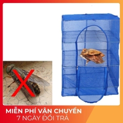 Lồng lưới phơi khô thực phẩm phơi cá chống côn trùng treo 4 tầng để phơi cá khô có thể xếp gọn
