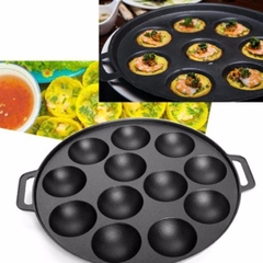 Khuôn đổ bánh khọt bánh căn 12 lỗ chống dính kèm nắp đậy