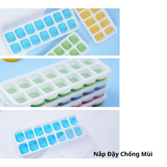 Combo 4 Khay Làm Đá Silicone 14 Ô Có Nắp Đậy