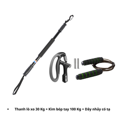 Combo Lò xo 30 Kg + Kìm bóp tay 100 Kg + Dây nhảy có tạ