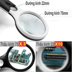 Kính lúp phóng đại có đèn LED siêu sáng size to 85 cm, Tặng kèm PIN , Zoom loại tốt nhất X10 lần X45 lần