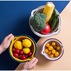 Bộ Thau Rổ 6 Món Nhựa Nhà Bếp Đựng Rửa Rau Củ Quả Hình Chữ Nhật Hình Tròn