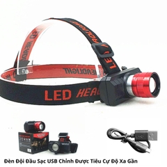 Đèn Đội Đầu Sạc USB Chỉnh Được Tiêu Cự Độ Xa Gần