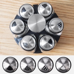 Bộ 6 Hũ Đựng Gia Vị Thủy Tinh Kèm Giá Xoay 360 Độ