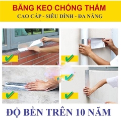Cuộn 5 Mét Băng Keo Dán Rộng 5cm/10cm Chống Thấm Nước, Keo Chống Dột