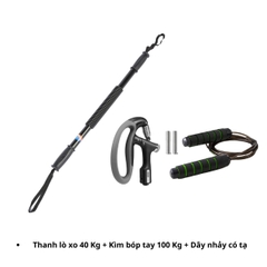 Combo Lò xo 40 Kg + Kìm bóp tay 100 Kg + Dây nhảy có tạ